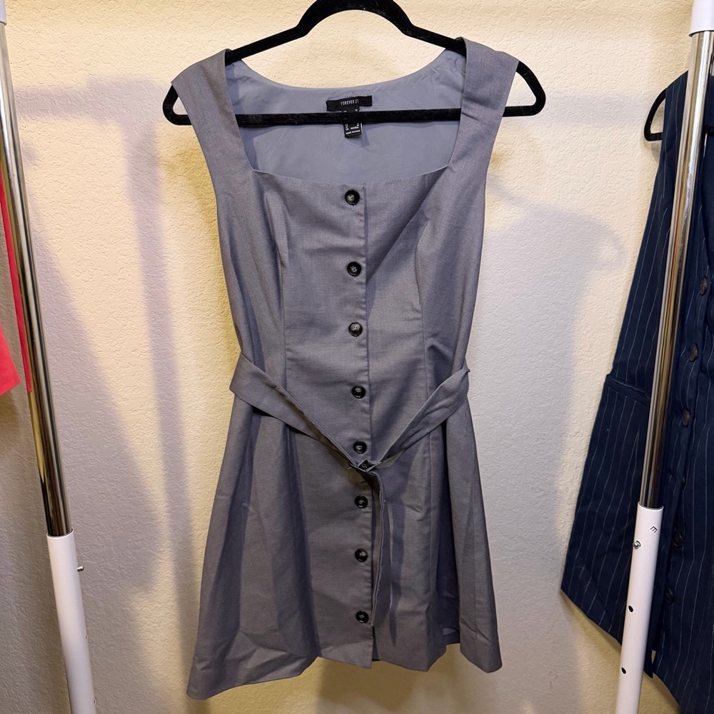 Forever 21 Gray Button-Front Mini Dress